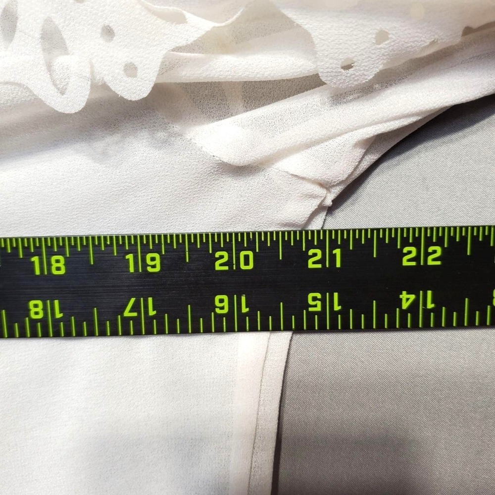 White House Black Market Sheer Ruffle Blouse Womens S White Chiffon Romantic - Picture 7 of 10